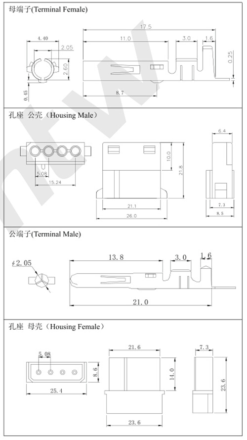 端子孔座规格图