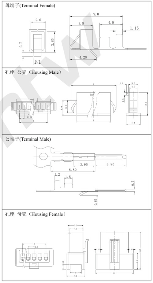 连接器产品规格图